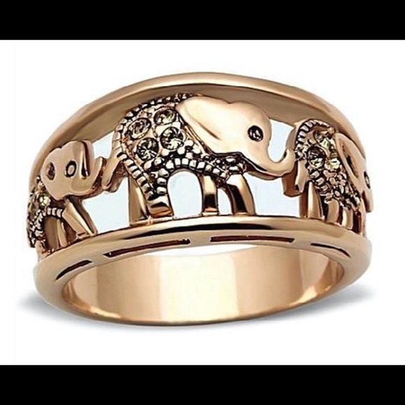 Jewelry - Elephant’s in a Caravan Ring Gold Plated with CZs